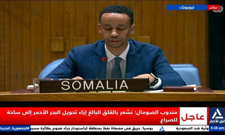 مندوب الصومال بمجلس الأمن :نشعر بقلق بالغ إزاء تحويل البحر الأحمر لساحة للصراع